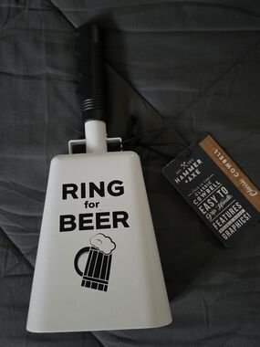 Ring for Beer White Cowbell Bottle Opener